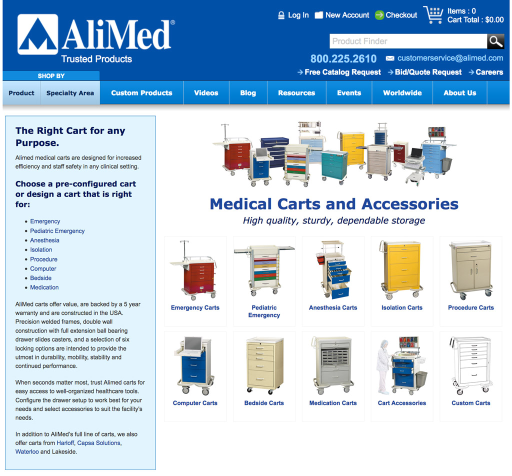 alimed carts category page