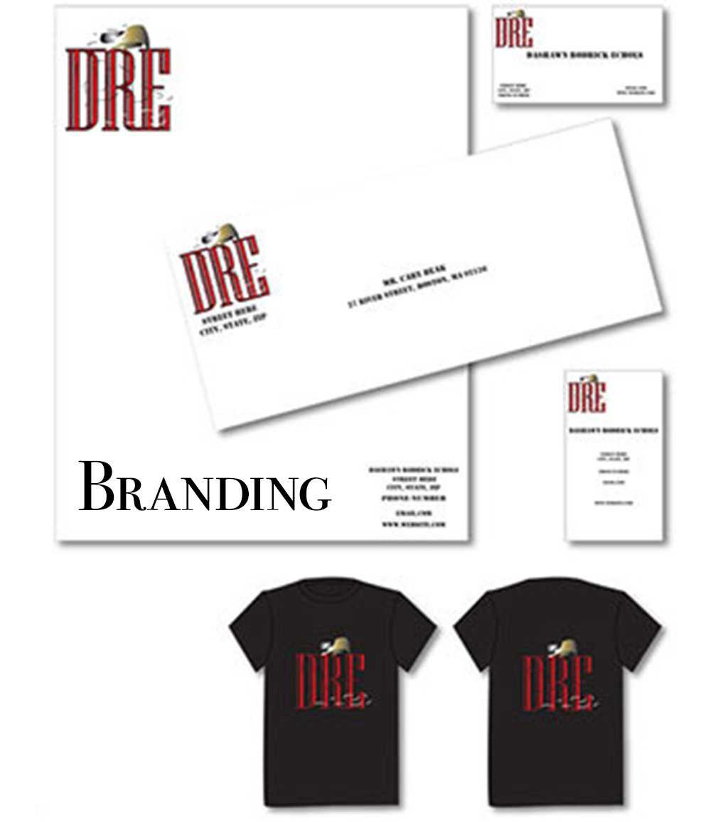 student work while teaching branding class – stationery with self promotion