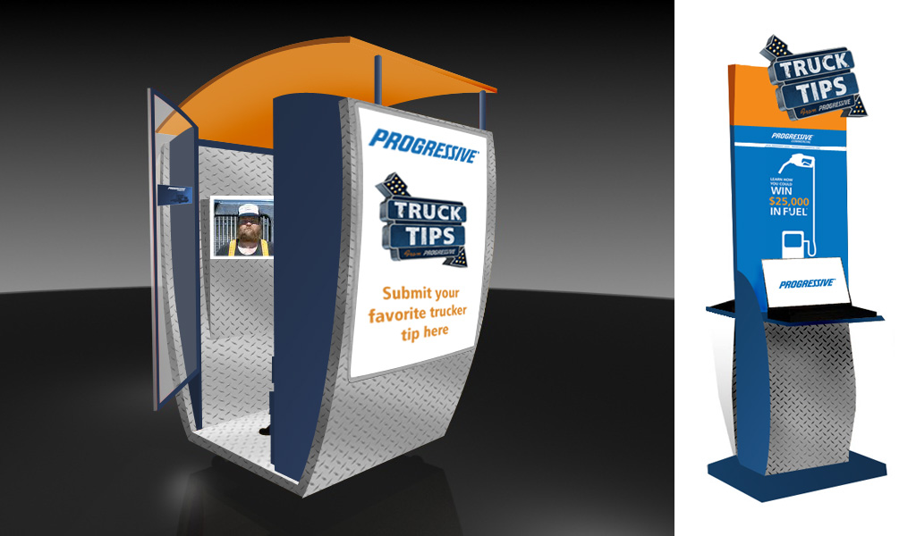 Progressive kiosks for trucking trade shows