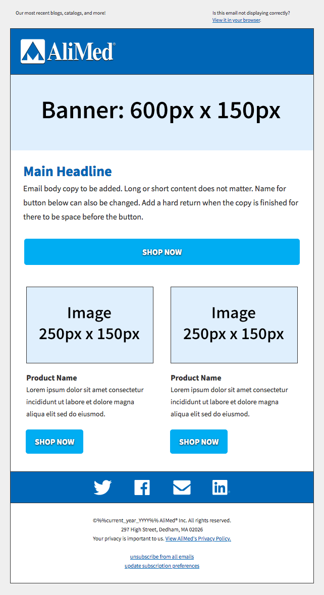 2 image email wireframe