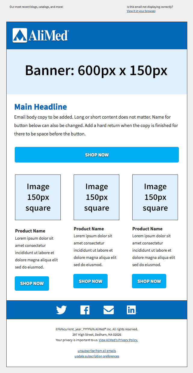 3 image email wireframe