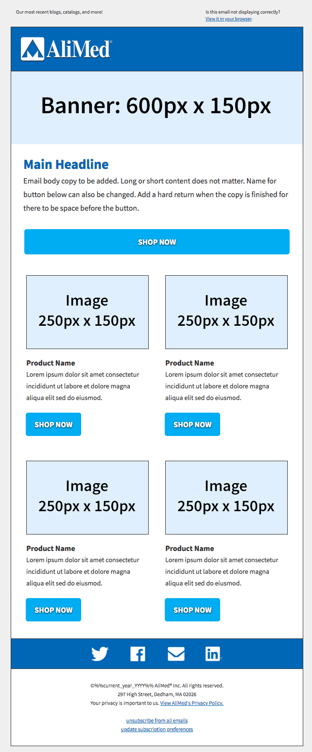 4 image email wireframe