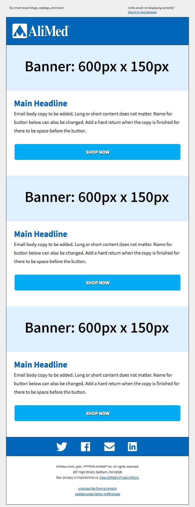 3 banner email wireframe